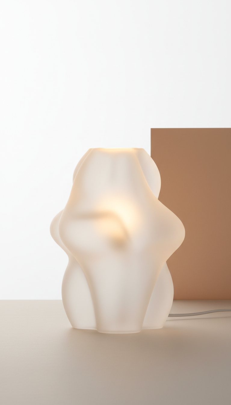 Sculptural LED Table Lamp with Frosted Glass