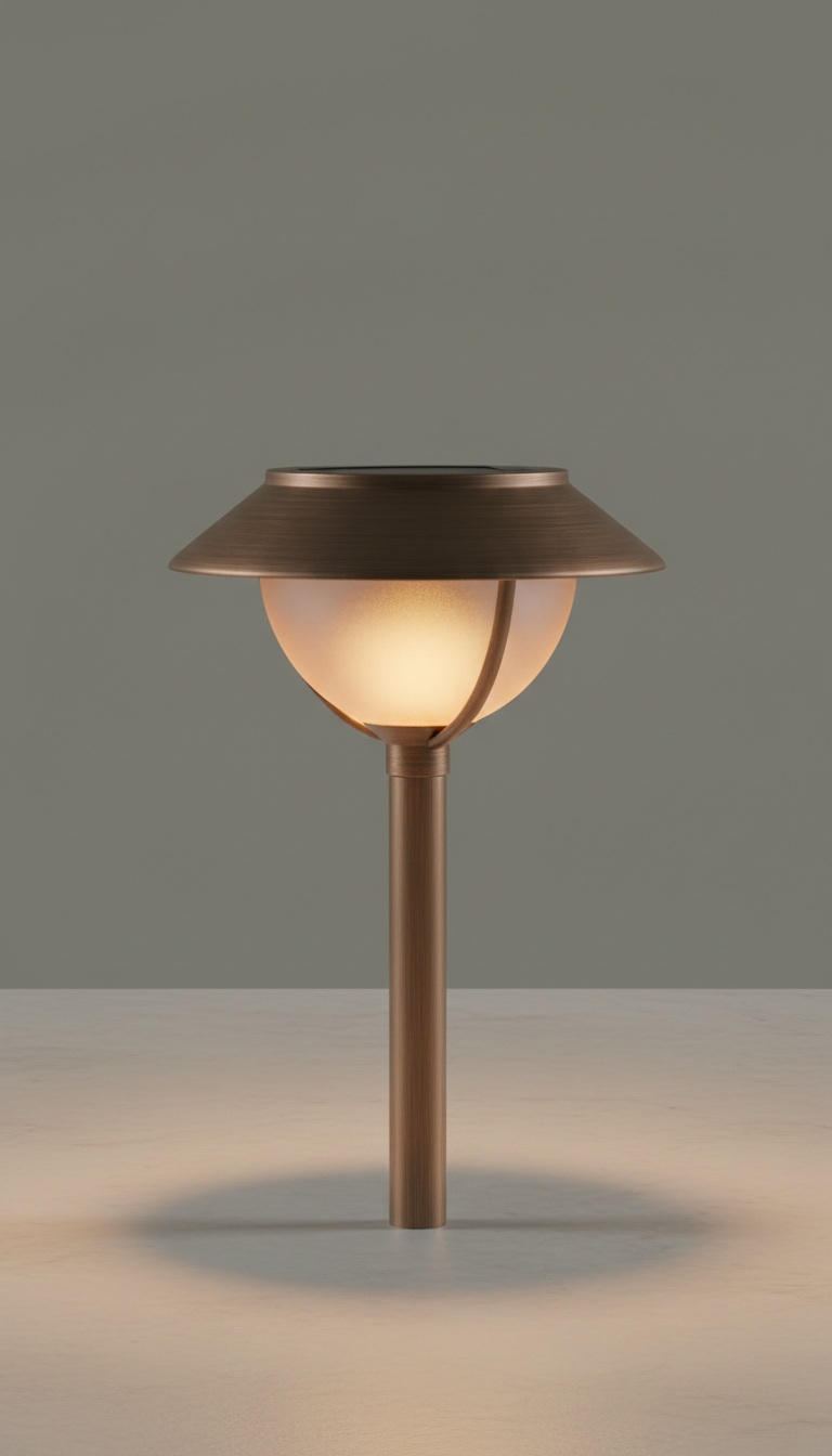Weather-Resistant Solar Garden Fixture In Natural Wood